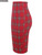 Женщины классический красный плед высокой талией миди юбка карандаш с задней сплит 2015 весной горячая распродажа в наличии Bodycon колен одежда